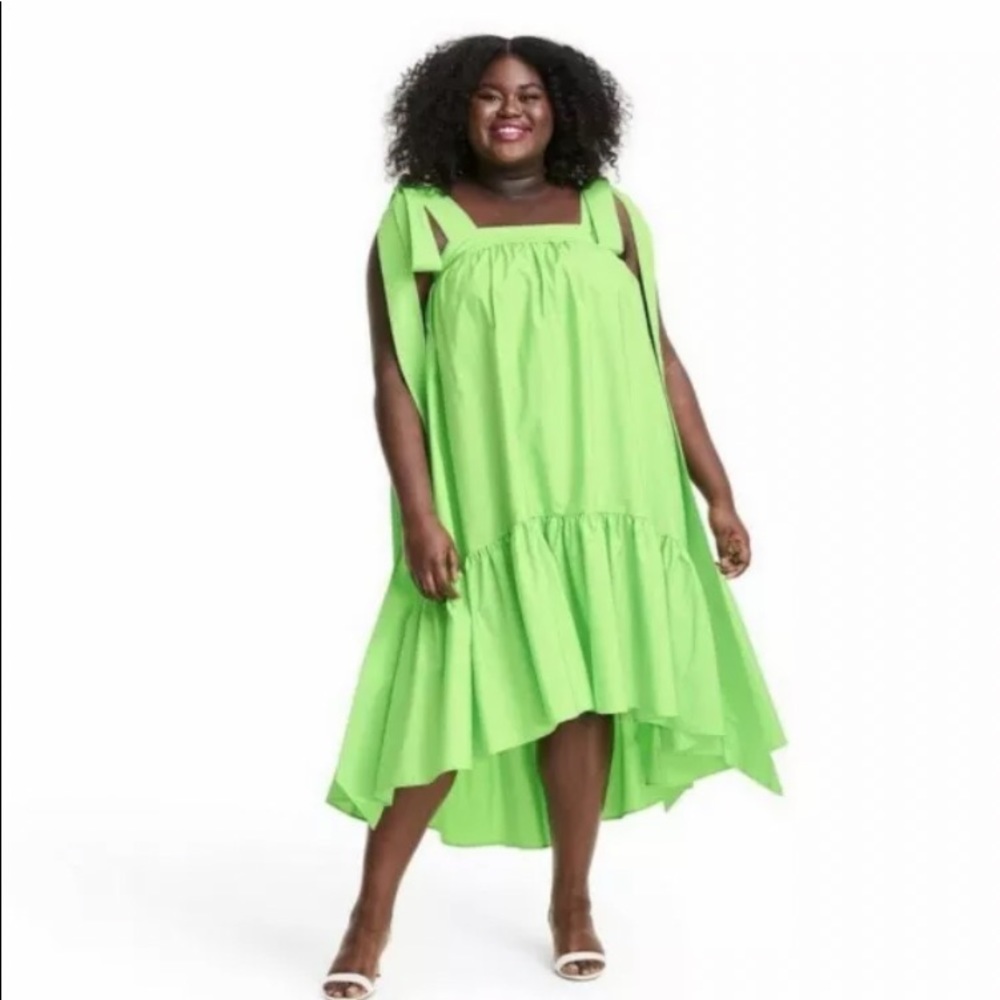 Christopher John Rogers For Target Dress 4X Tie Strap High Low Babydoll Green